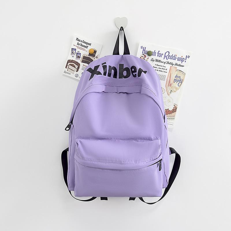

Simple men s and women s backpacks are strong and durable, junior high school students large-capacity campus letter backpacks фиолетовый