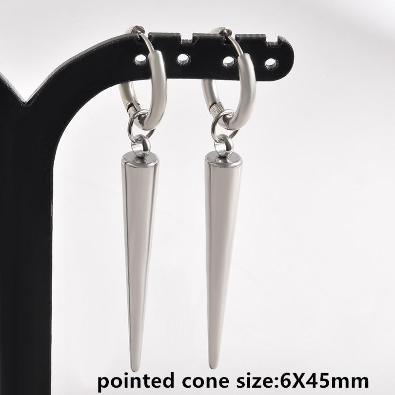 Nicht verblassend Unterschiedliche Länge Spitzkegel Hängeohrringe Edelstahl Runde Creolen für Damen Herren Schmuck Ohrpiercing Geschenk