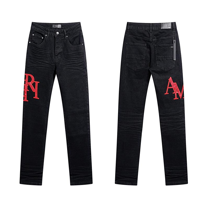 Purple Brand Ink Printing Meichao High Street Retro Ripped Casual Trend Denim Horn Pants Small Feet