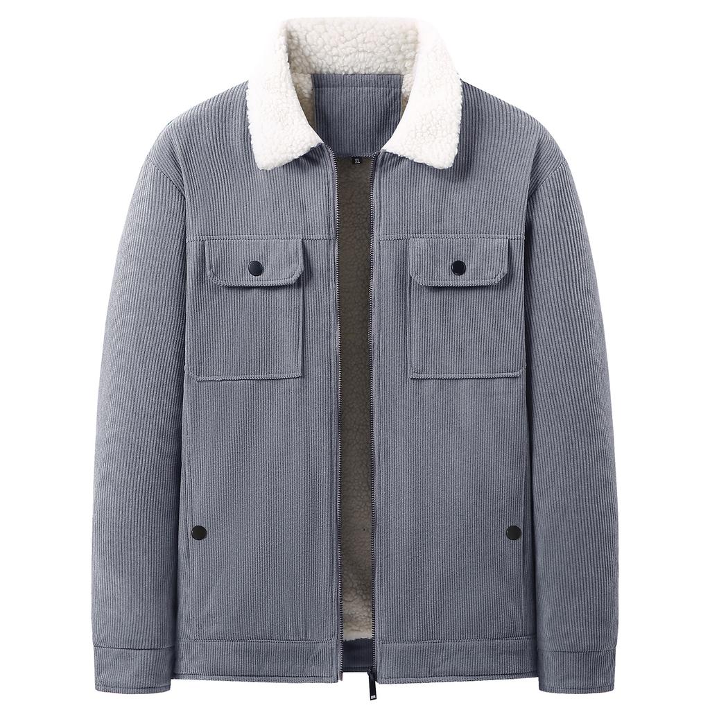 Winter Men's Corduroy Lapel Plus Velvet Thickened Jacket Men's Large Size Casual and Fashionable Comfortable Men's Jacket