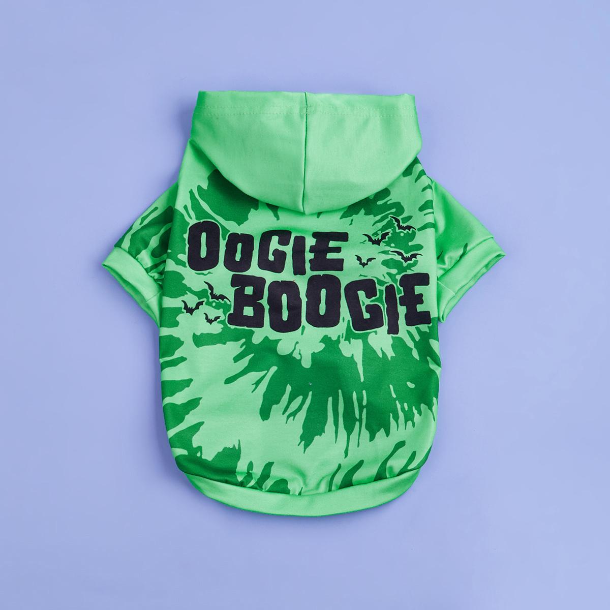 

Dog Hoodie Dog Warm Coat Puppy Sweatshirt OOGIE BOOGIE Letters Printed Christmas Halloween Dog Costume Winter Dog Clothes Pet A XS（old） зелений