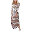 Fashion Womens Loose Long Sleeve Long Dress Round Neck Slit Pocket Ladies Dress