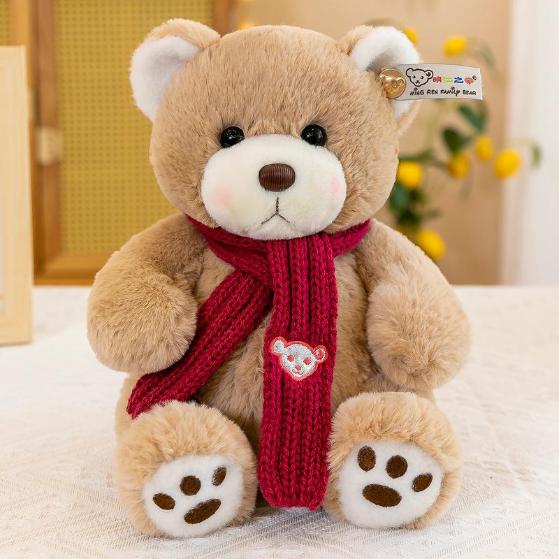 

Новая кукла Толстый медведь, плюшевая игрушка, милая кукла медведь со шарфом, детский подарок на день рождения 23cm