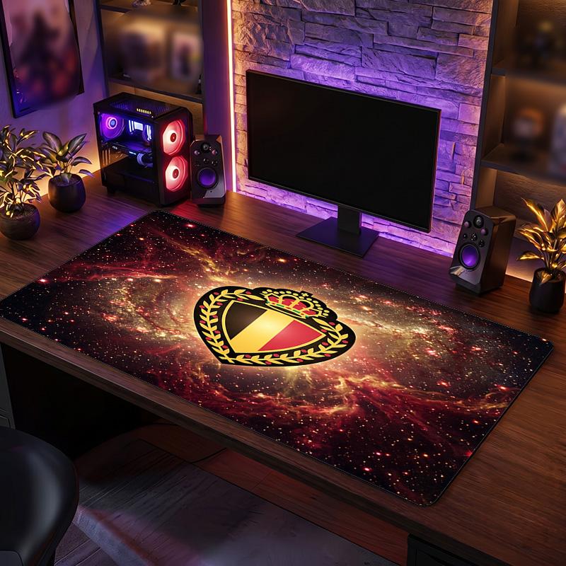 Belgium Football Crest Mouse Pad, Extended Non Slip Rubber Desk Mat for Gaming Office Laptop Fan Gift