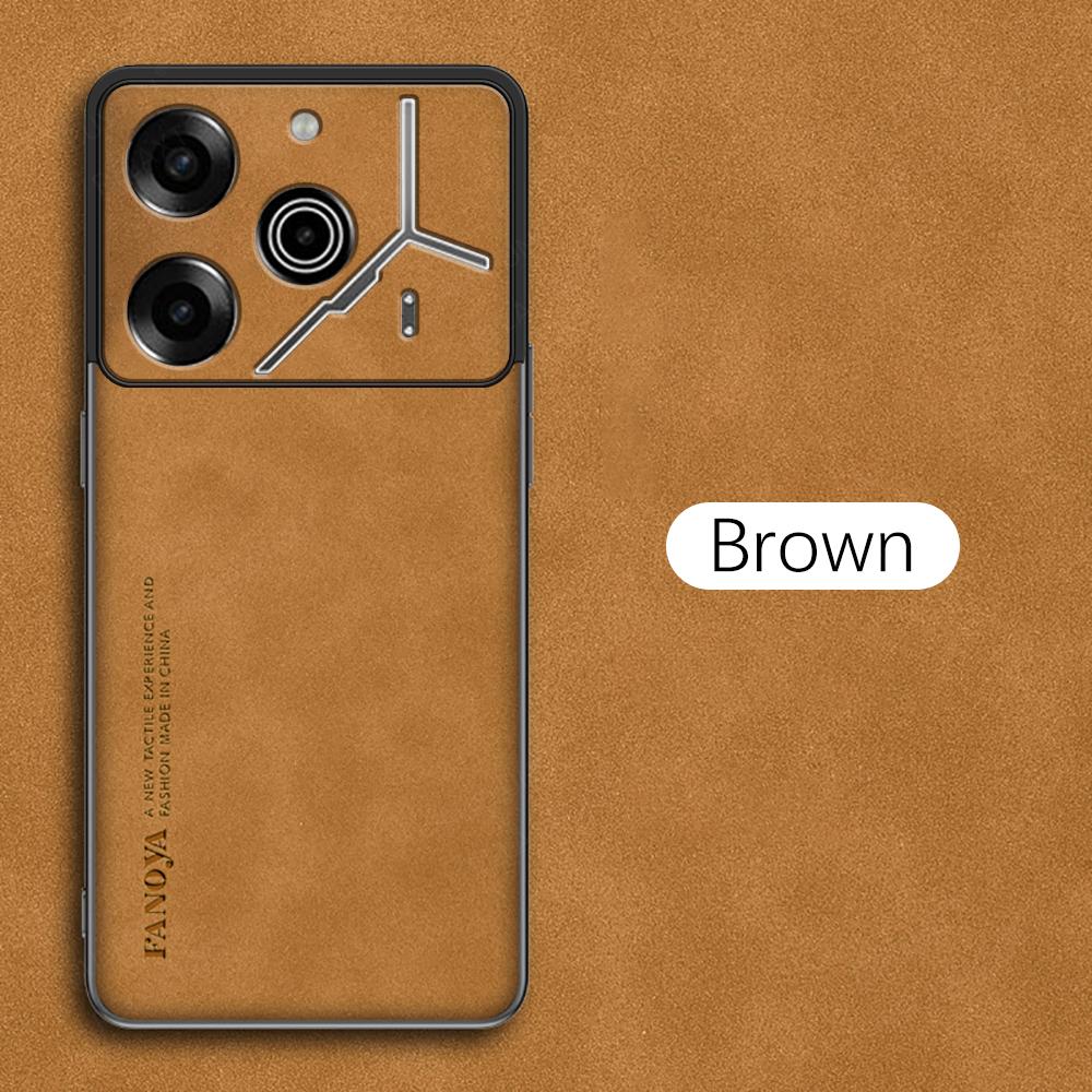 

Чехол из искусственной кожи ягненка для Tecno Pova 6 Pro 6 Neo с мягкой рамкой, матовый противоударный чехол для телефона Pova 6Neo for Tecno Pova 6 Neo коричневый