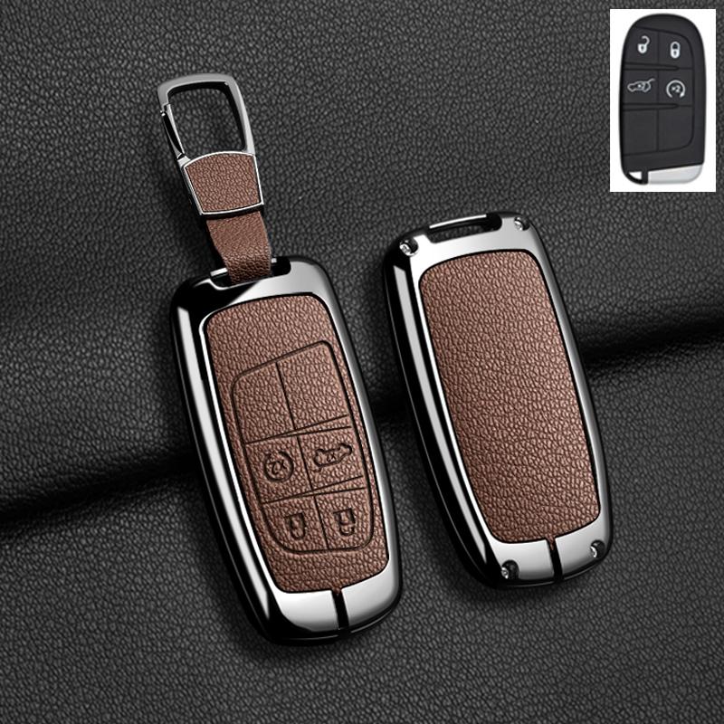 Housse Porte-Clés en Alliage de Zinc Automatique Adaptée Pour Jeep Grand Cherokee Wk2 Kl Wrangler Jk Jl Mp Patriot Renegade Commander Compass 4 5 Boutons Porte-Clés