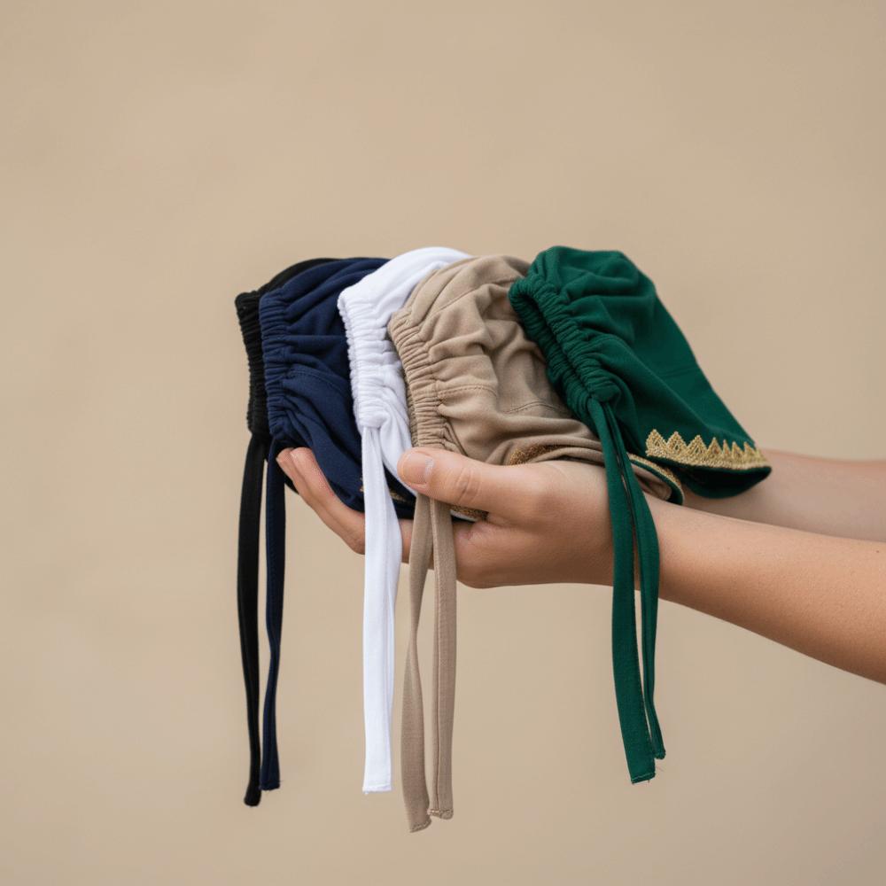 Shiny Golden Rhinestone Inner Hijabs Elasticity Tie Back Undercap Prayer Cap  Religious Headwear