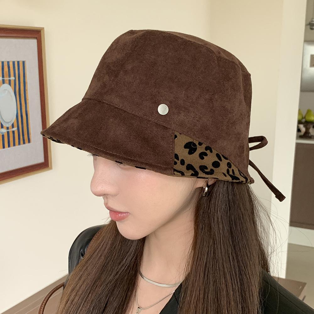 Suede Fisherman Hat New Women's Autumn and Winter Versatile Casual Plain Basin Hat Big Head Circumference Temperament Face Covering Bucket Hat