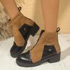 Large size autumn and winter new short boots retro Martin boots versatile thick heel front zipper low boots