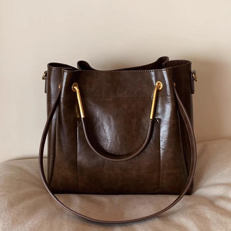 

Сумка-тоут с золотым изображением, женская, осенне-зимняя, повседневная, универсальная, портативная, через плечо, сумка-мессенджер темно-коричневого