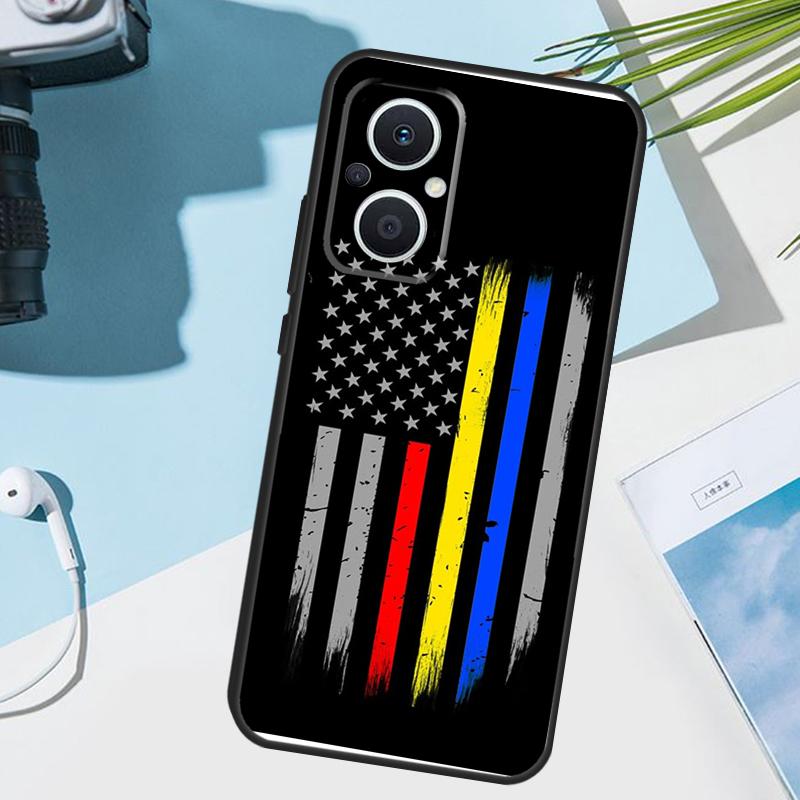 Police Thin Blue Line Flag Case For OPPO Reno 12 F 13 13F 11F 8T 7 8 10 Pro OPPO Find X8 Pro X6 X3 X5 Lite Phone Cover