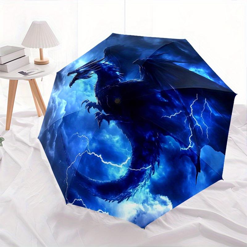 

1pc Blue Thunder Dragon Automatic Open/CloseUmbrella,Compact Umbrella for Men & Women Day Gift.A046