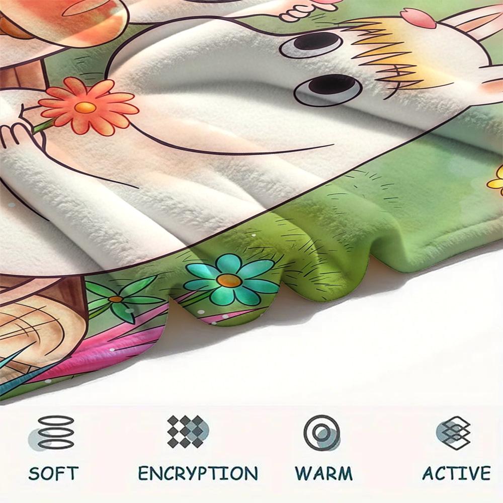 Moomin2 Flannel Blanket, High quality Comfortable for All Seasons, Home Decor, Warmth and Comfort