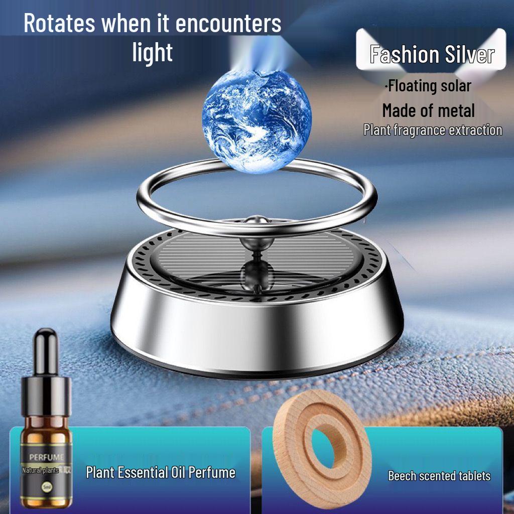 Solar-Powered Floating Planet Car Perfume Holder with Aromatherapy
