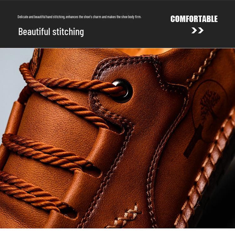 Hot Selling Men's Casual Leather Shoes - New Spring 2020, British Style, Versatile Low-Top Handmade Youth Footwear