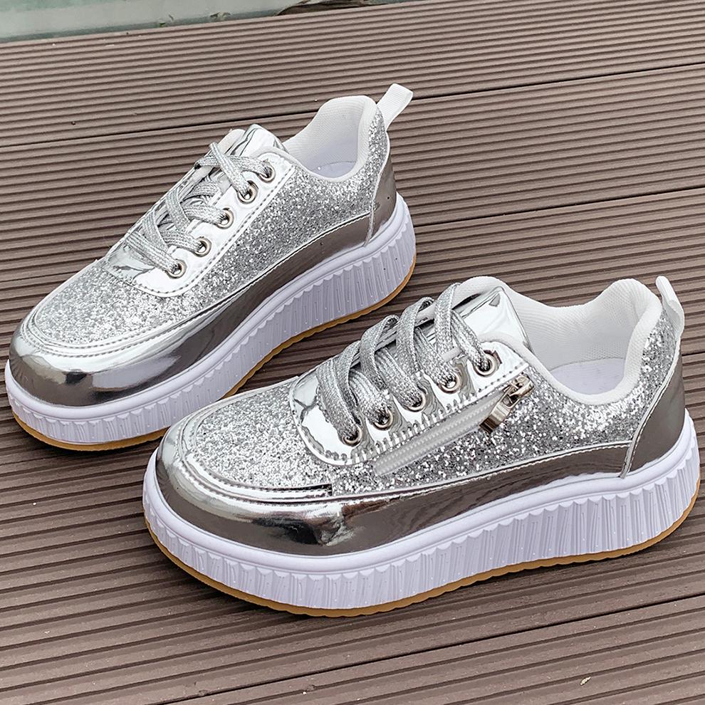 Women Autumn Zip Comfortable Fashion Casual Sneakers Women Trend Lace Up Thick Bottom Vulcanized Flats Sneakers  De Mujer