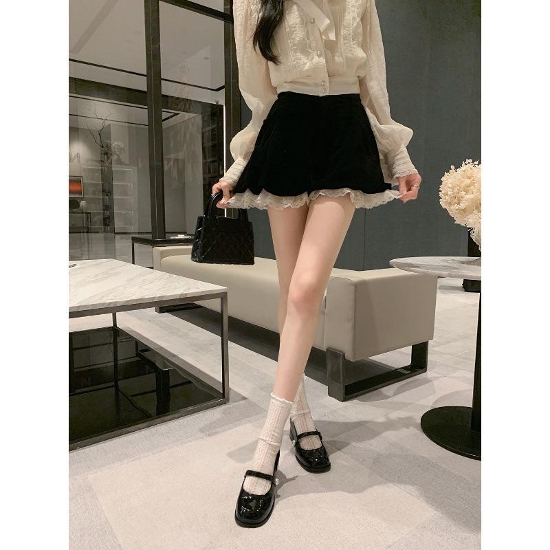 Sheepskin round head thick heel pearl word with thick heel Mary Jane shoes women's high heels versatile light mouth single shoes