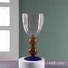 Stained glass goblet contrast color mix and match red wine glass