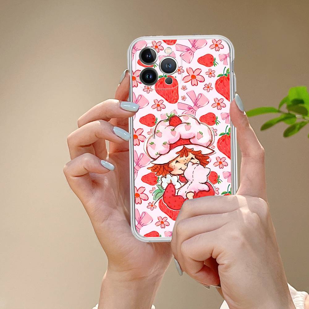 Cartoon Girl S-Strawberry S-Shortcake TPU Silicone Case For IPhone 11 12 13 14 15 16 17 Pro Max Shockproof Clear Back Cover