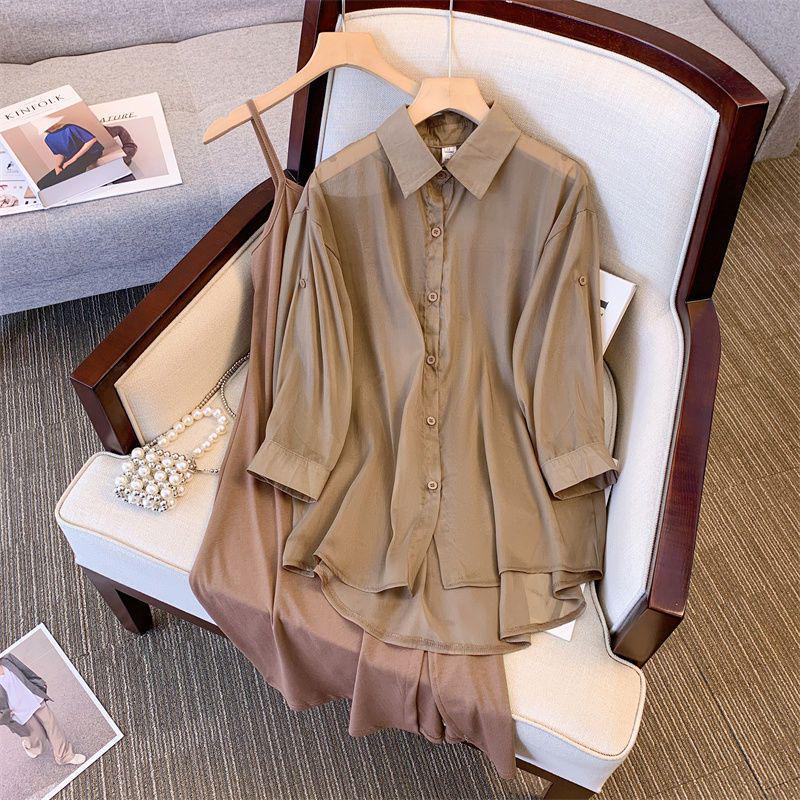 Plus Size Women's 2026 Spring/Autumn Fashion: Casual Two-Piece Set – Loose Fit, Belly-Covering, Slimming Suit.