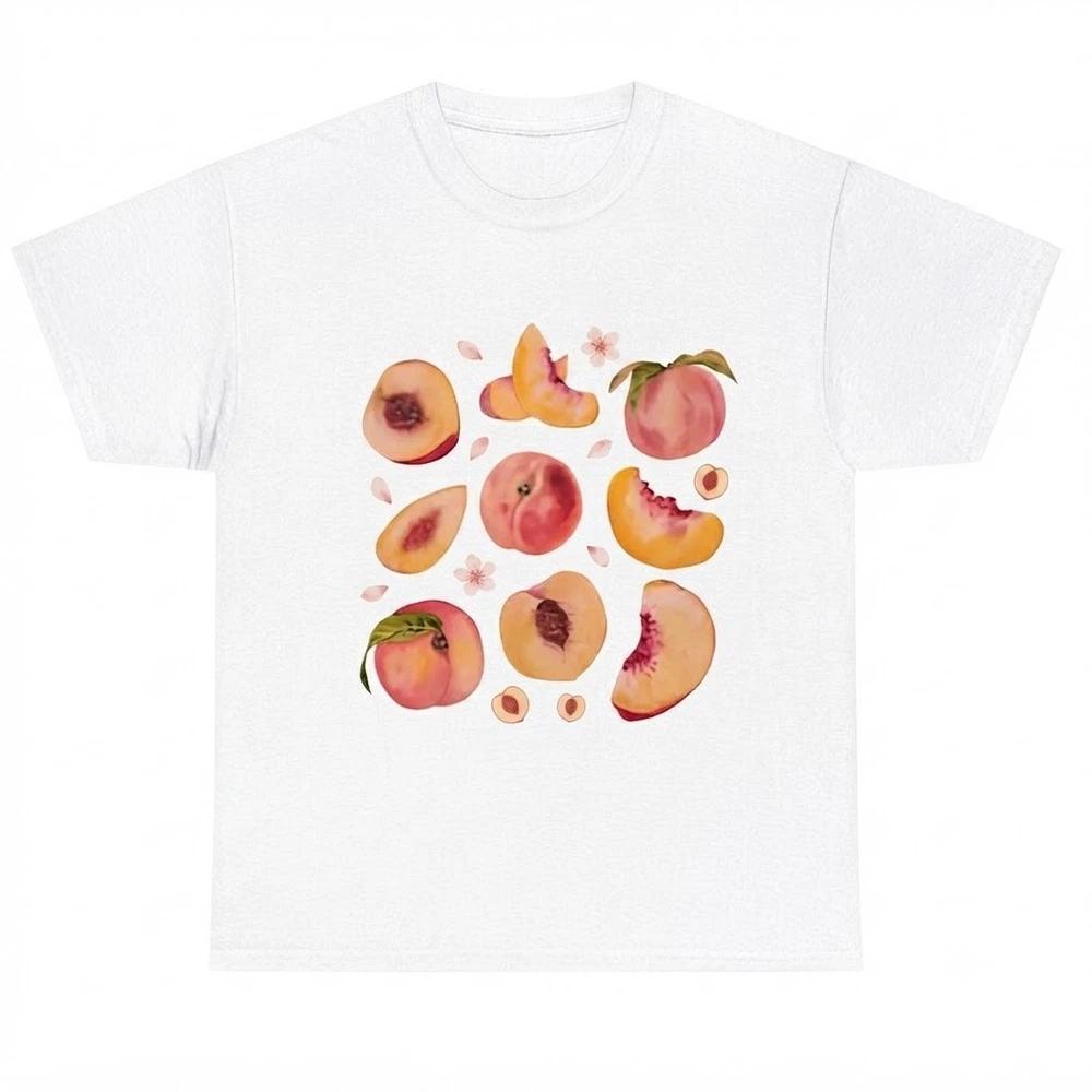 Peach Fruit Graphic Peaches Lover White TShirt S