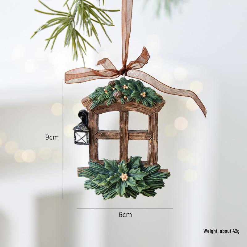 NUCHI Retro Resin Christmas Tree Ornament Wreath Gift