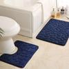 Inyahome Memory Foam 2 Pieces Bath Rugs Set Soft Non-Slip Thick Bath Mat and Contour Toilet Rug Absorbent Washable Bathroom Rugs