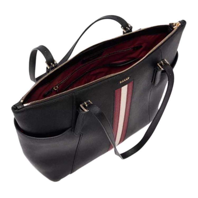 Bally Logo Red And White Woven Strap Tote Bag Shopping Bag Leather Shoulder Bag Women tote bags Black 6311549