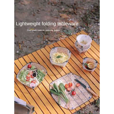 Outdoor Ultra-light Folding Tableware Portable Bowl Dinner Plate Coffee Filter Funnel Water Cup Multi-purpose Combination Tableware Set