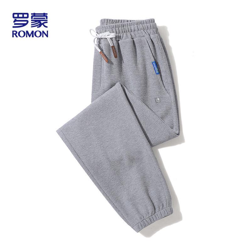 ROMON Men's Waffle Grid Casual Jogger Pants