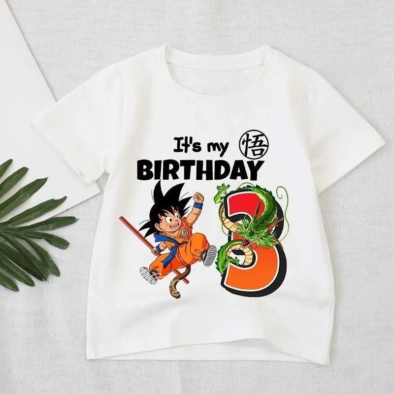 

Dragon Ball Tshirt Boys Number Clothes Fashion Goku Anime Figure Print Clothing Tops Kids Summer Breathable Tops Birthday Gift S