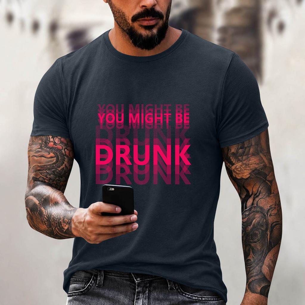 Men's Quirky Casual Loose Fit Letter Print T-Shirt for Daily Wear