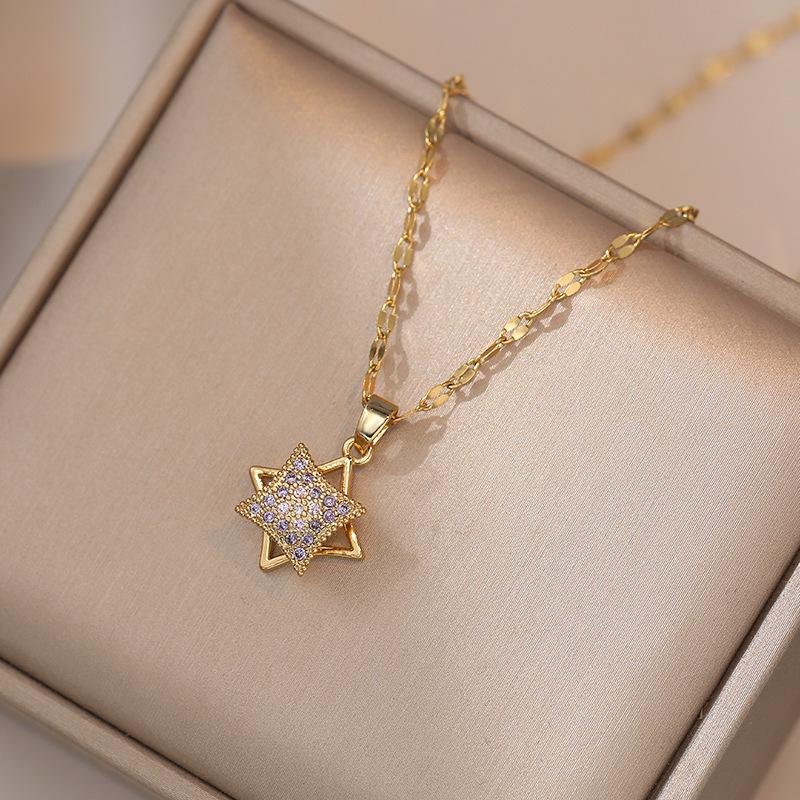 Colorful Zircon Pendant Necklace - Rotating Clavicle Chain for Women