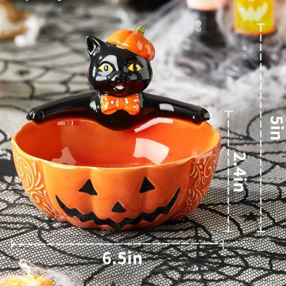 Black Cat Candy Plate Halloween Candy Bowl Home Holiday Party Snacks Storage Bowl Dessert & Bread Plates Tableware