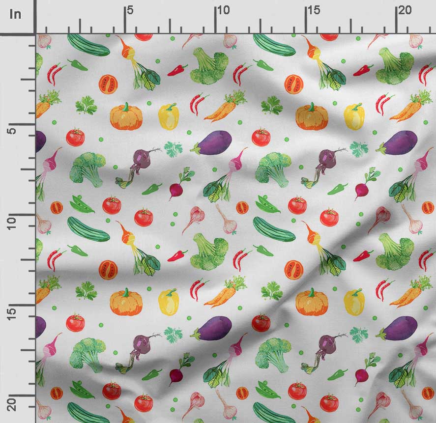 Soimoi Veggies Print,  Cotton Cambric, Quilting Fabric Sold by The Yard 42 Inch Wide, Medium Weight Cotton Fabric, Sewing  Supplies,Aquamarine