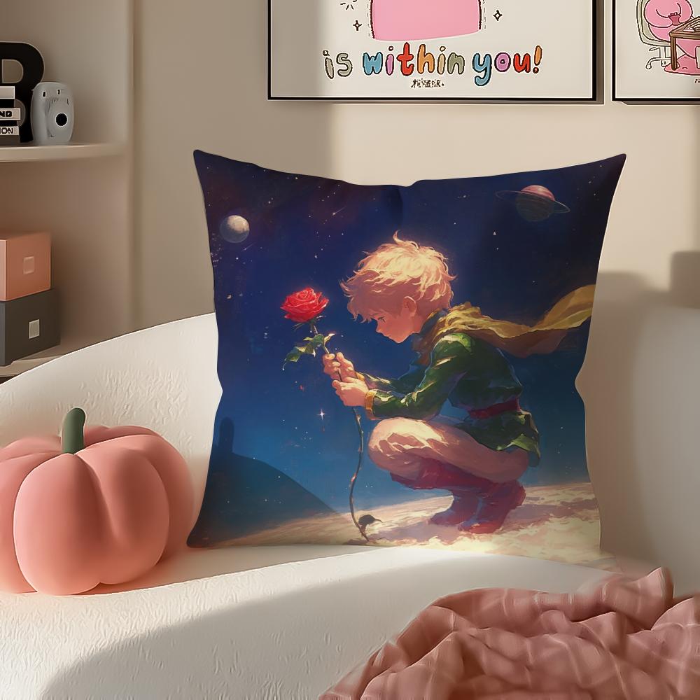 Classic French Literary IP Anime LLittle Prince Cushion Cover Pillowcase Short Plush Invisible zipper Room Sofa Cushion Cover