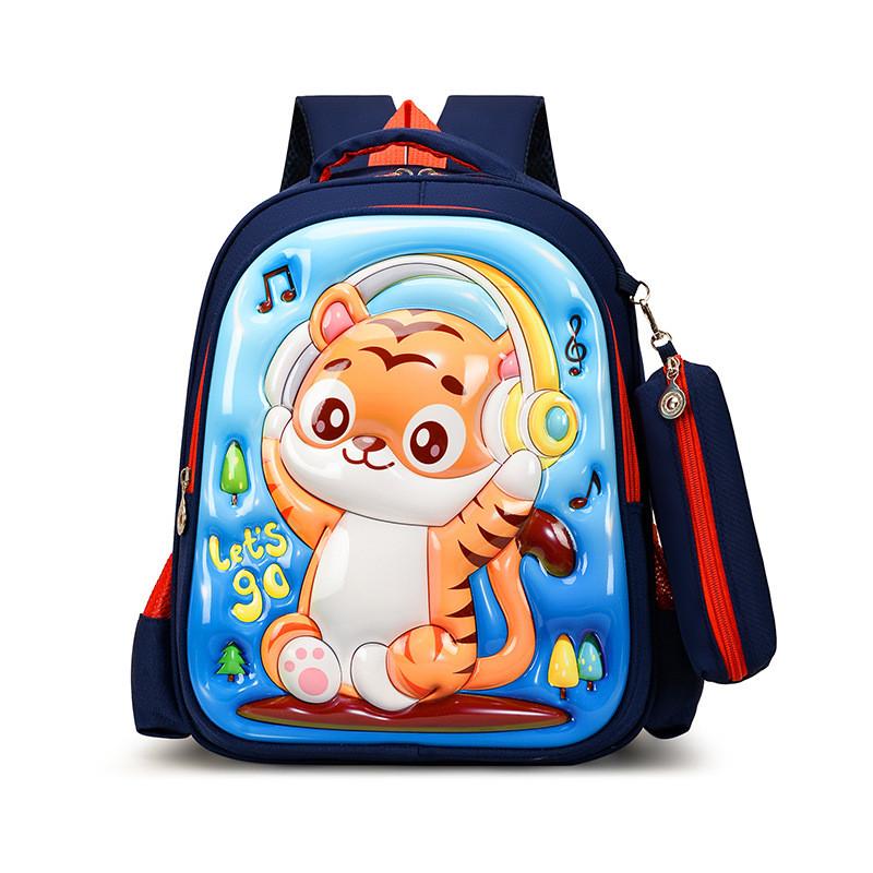 Preschool Kids Cute Dinosaur School Bag With Cartoon Deer And Rabbit Dinosaur Print Design Tiger