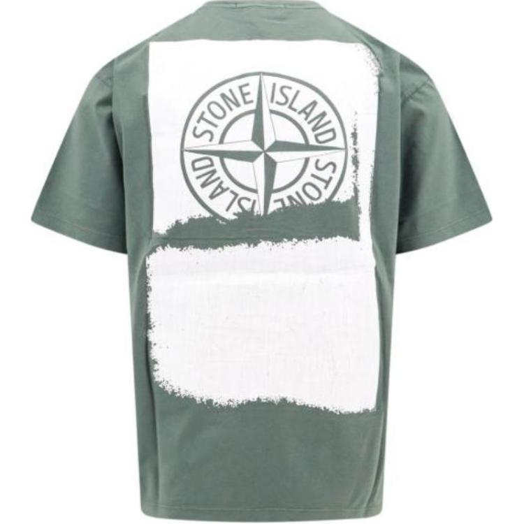 Stone Island Round Neck Pullover Letter Brand Logo Pattern Print Embroidery Slim Fit Short Sleeve T-Shirt Men T-Shirt Khaki 80152RC89-V0059
