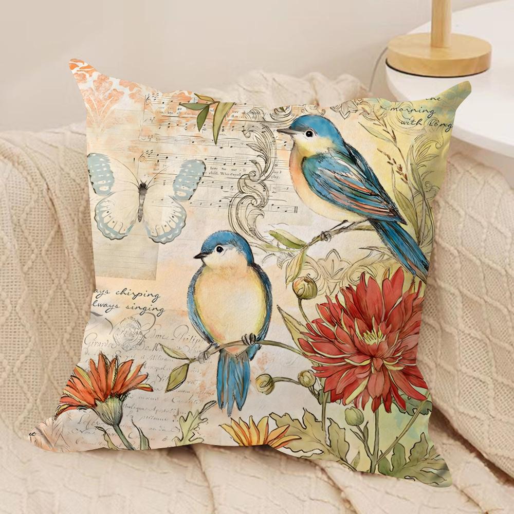 Vintage Floral Cushion Cover Soft Plush DoubleSided Printed Sofa Pillow Cushion Cover Cozy AllSeason Durable Decor Gift