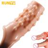 Reusable Penis Extender Sleeve Adult Sex Toys for Men Penis Enlargement Condom Delay Ejaculation Cock Ring Couples Chastity Cage