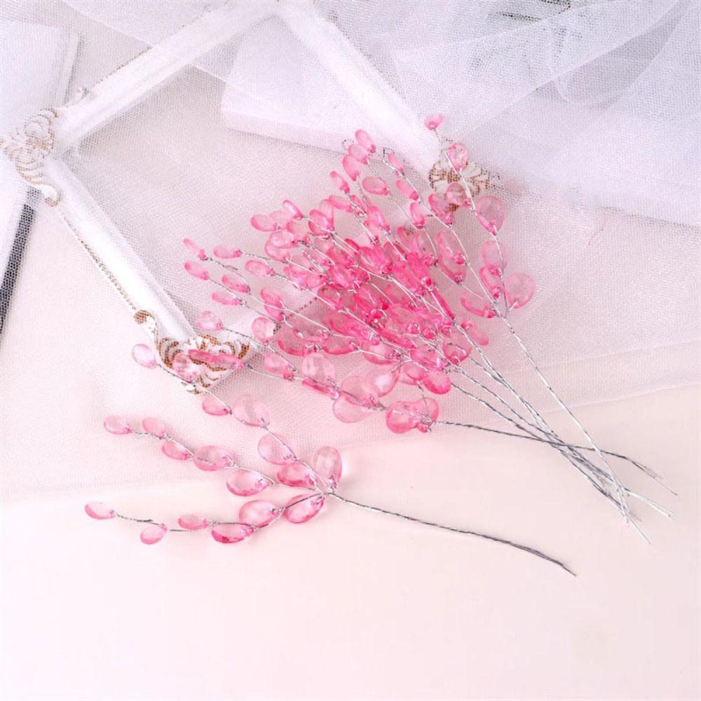 50PCS Wedding Party Crystal Bud Branches Craft Decoration Crystal Flower Artificial Bouquet White