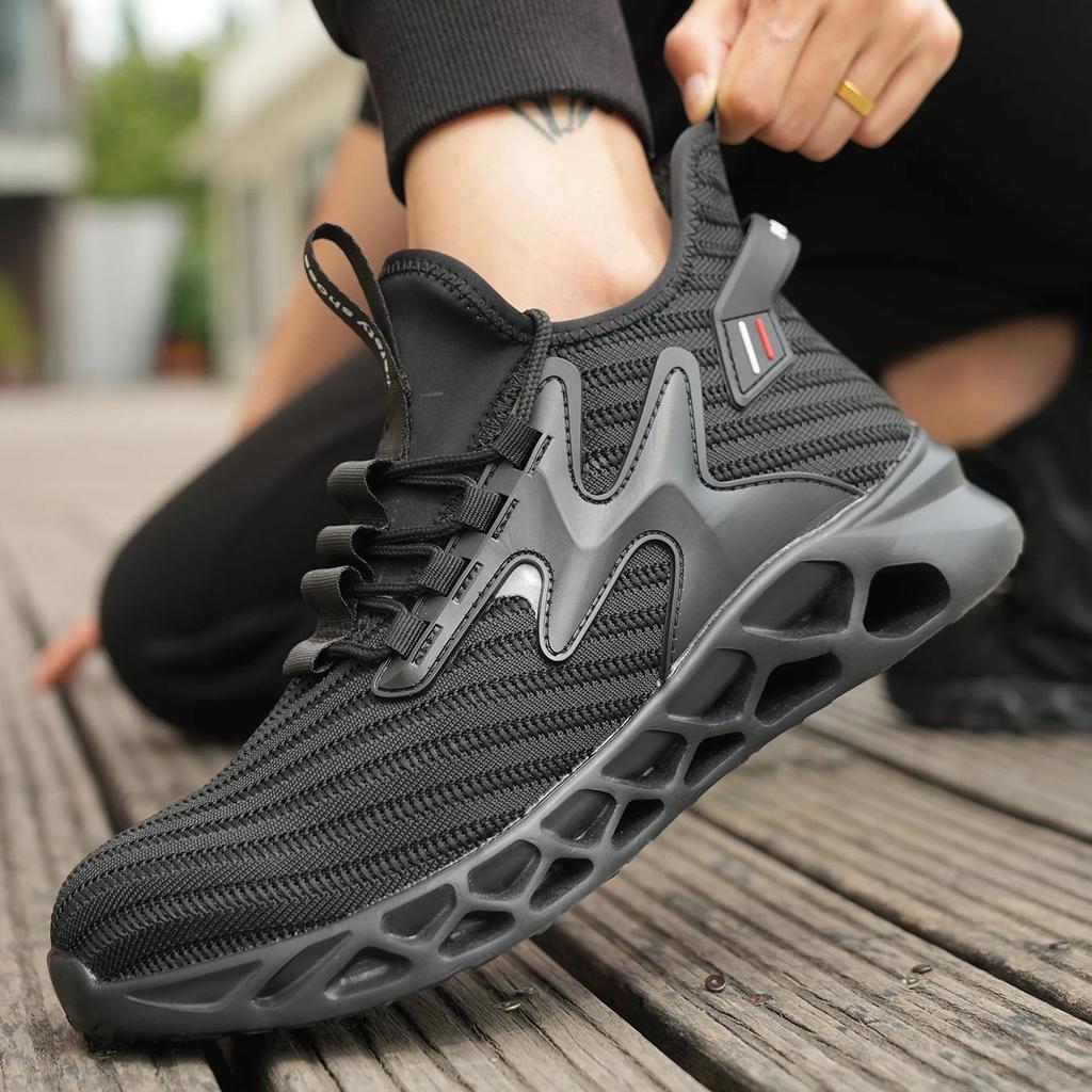 Men's Steel Toe Safety Shoes Anti Smash Anti Puncture Breathable Lightweight Work Boots Mid Top Outdoor Workshop Safety