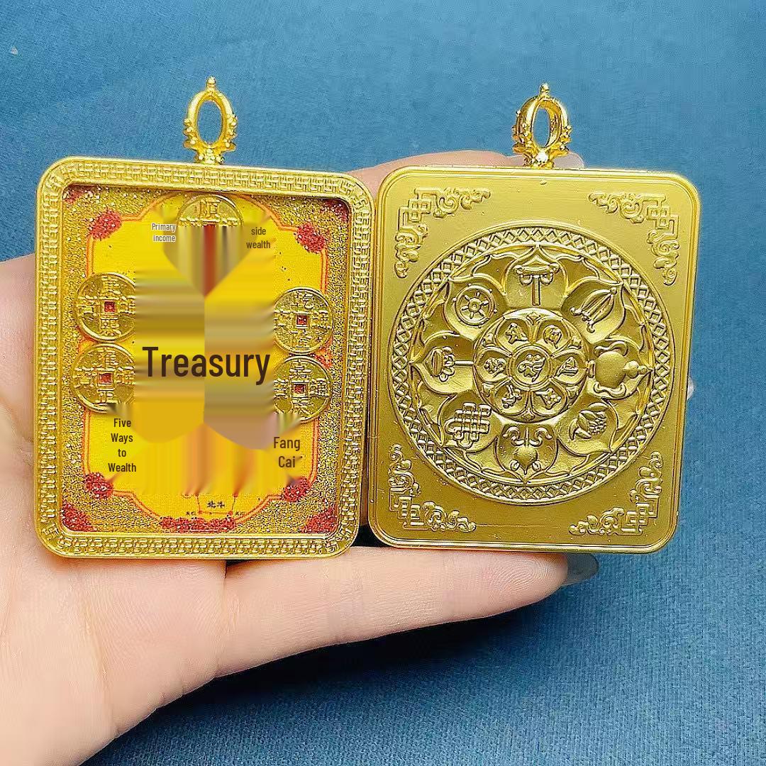 Exquisite Unisex Gold Tangka Pendant: Simple, Versatile Fashion Accessory