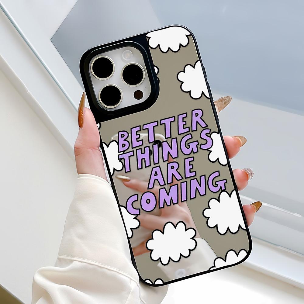 Mirror Phone Case for iPhone 15 11 13 14 for 15 16 Pro Max 12 13 16 Pro Cloud Flower and Animal Cute Style Phone Case