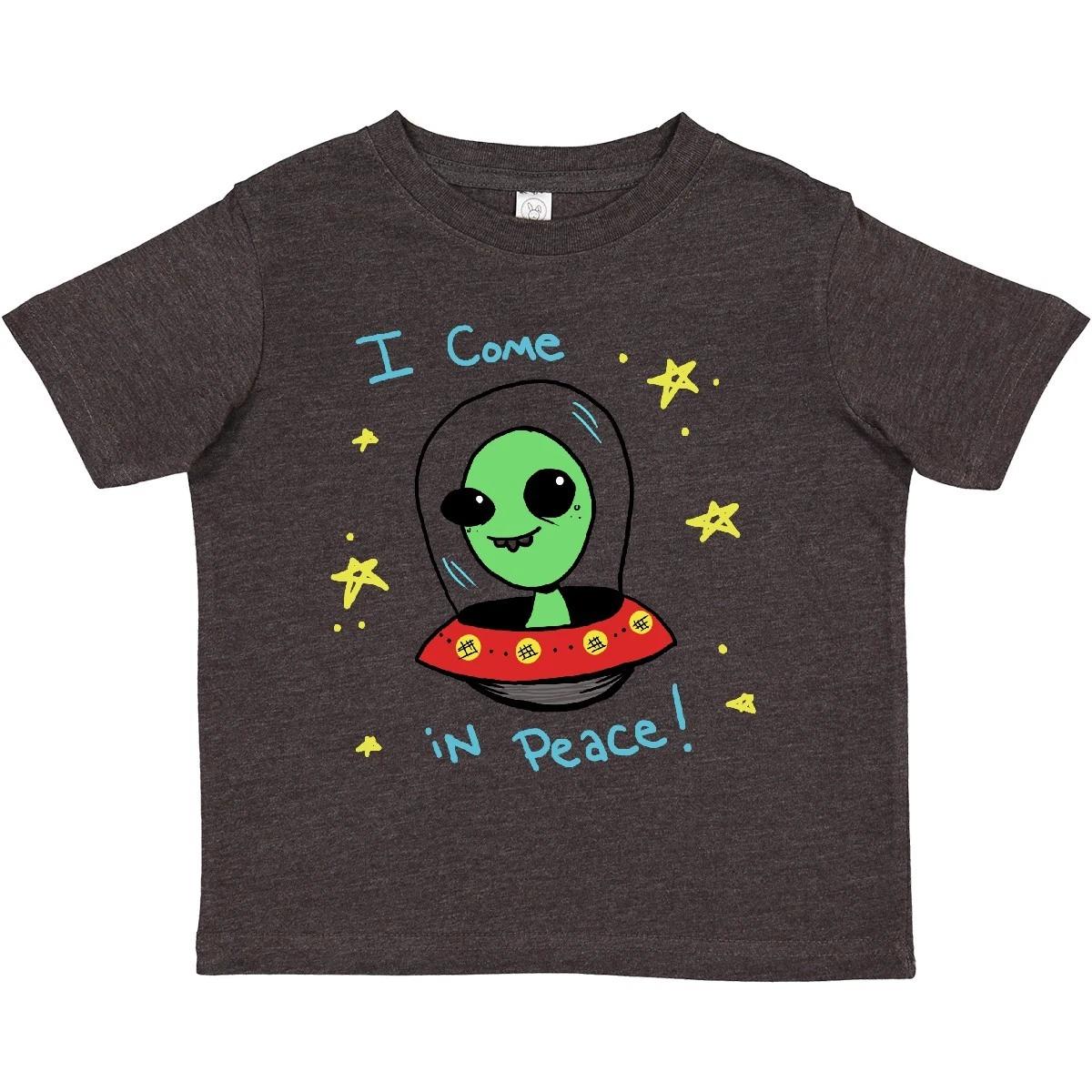 Inktastic Alien Toddler T-Shirt Space Cute Green I Come Peace Outer Spaceship 100
