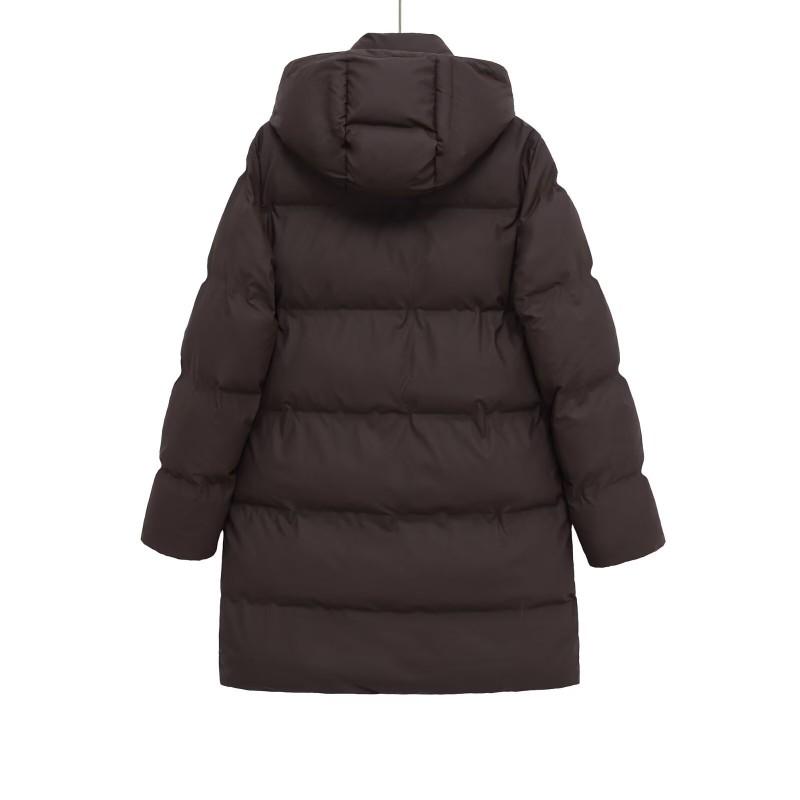 Womens Hooded Cotton Blend Long Sleeve Mid-Length Casual Coat Loose Fit Street Style Winter Outerwear