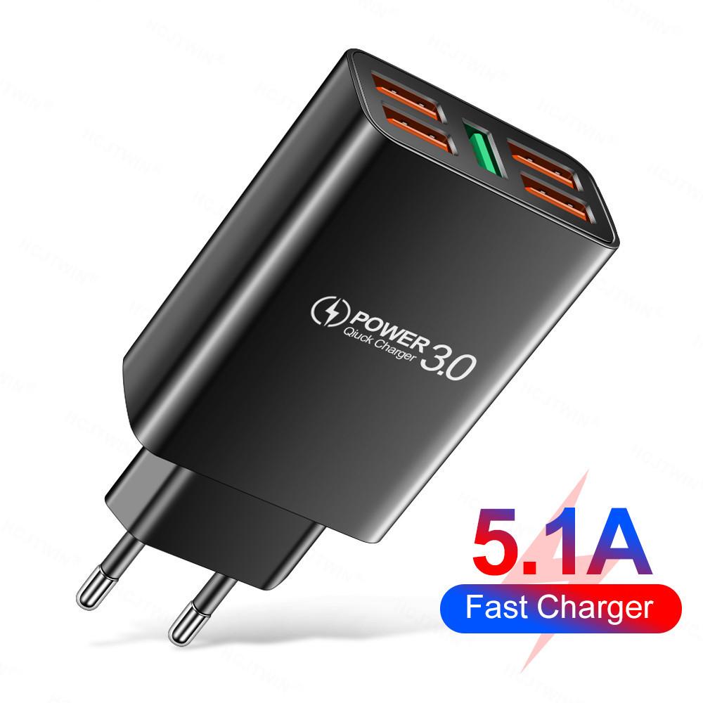 

Mark 5.1A 5-Port USB Mobile Charger with EU/US Plug US Black