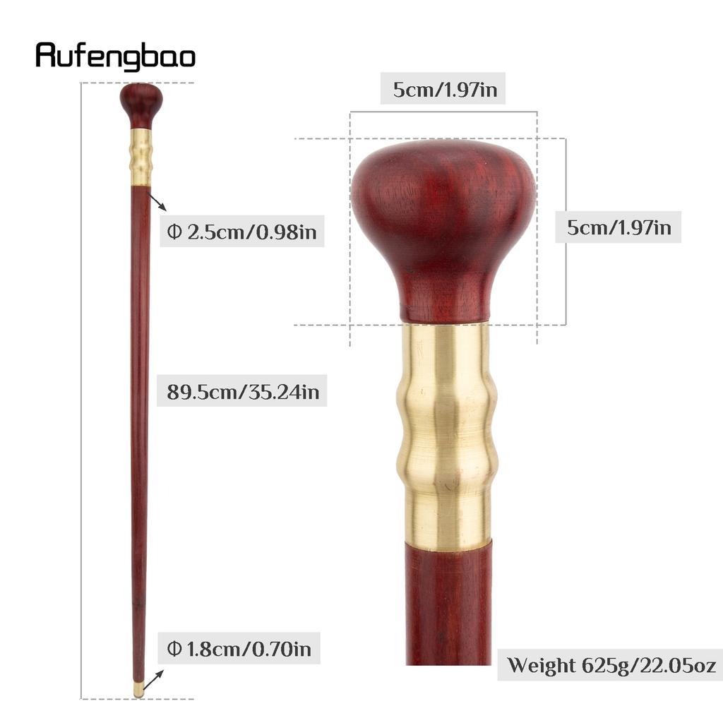 Red Round Wooden Single Joint Walking Stick Decorative Cospaly Party Wood Walking Cane Halloween Mace Wand Crosier 87cm