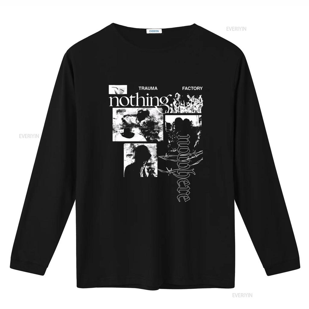T-shirt Nothing Nowhere Σχέδιο Trauma Factory για Εκτύπωση Μόδας vintage Πλυμένο ρούχα streetwear σχεδιαστή homme Ελαφρώς