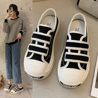 Minority Velcro Canvas Shoes Women's Spring Korean Version of The New Casual All-match Thick-soled Sports Shoes Trend